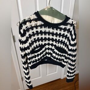 Zara Black and White Open-Knit Sweater